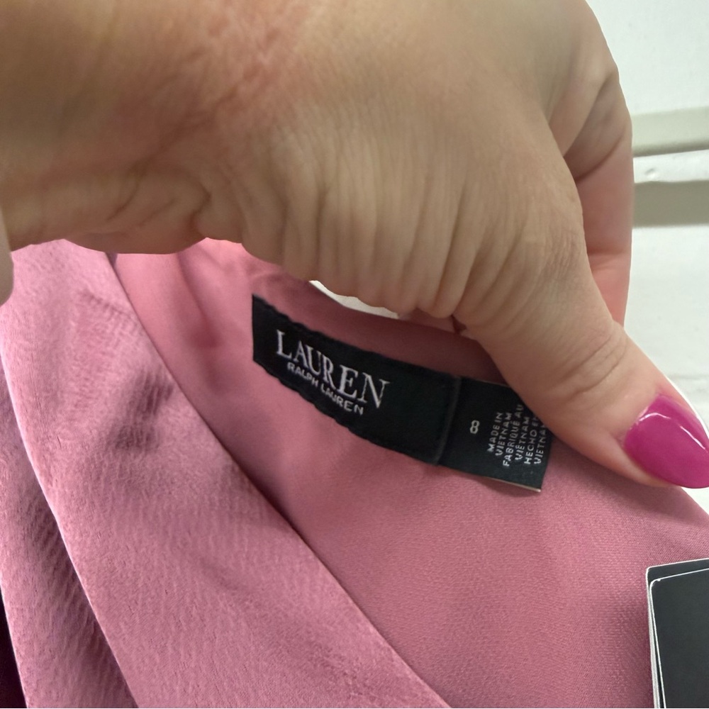 NWT Lauren Ralph Lauren Satin Charmeuse One-Shoulder Gown Pink Size 8 - Picture 5 of 7